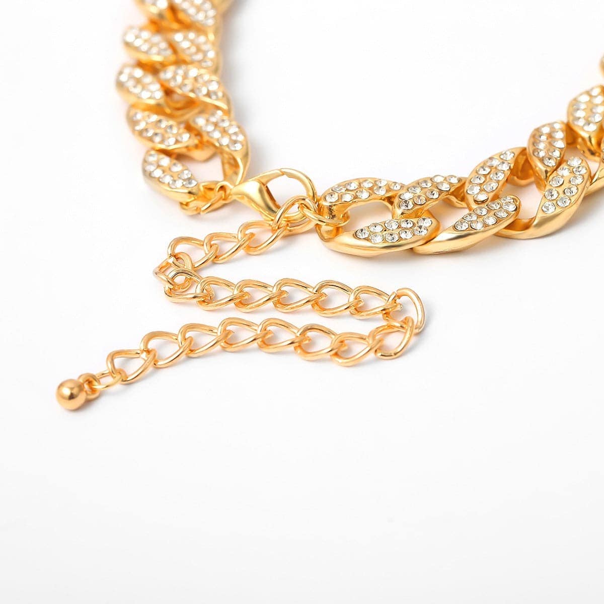 Cubic Zirconia & Goldtone Curb Chain Choker Necklace