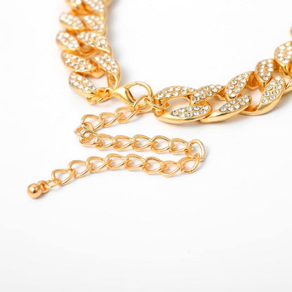 Cubic Zirconia & Goldtone Curb Chain Choker Necklace