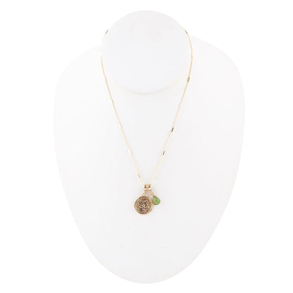 Pisces - Zodiac Green Jade Golden Charm Necklace