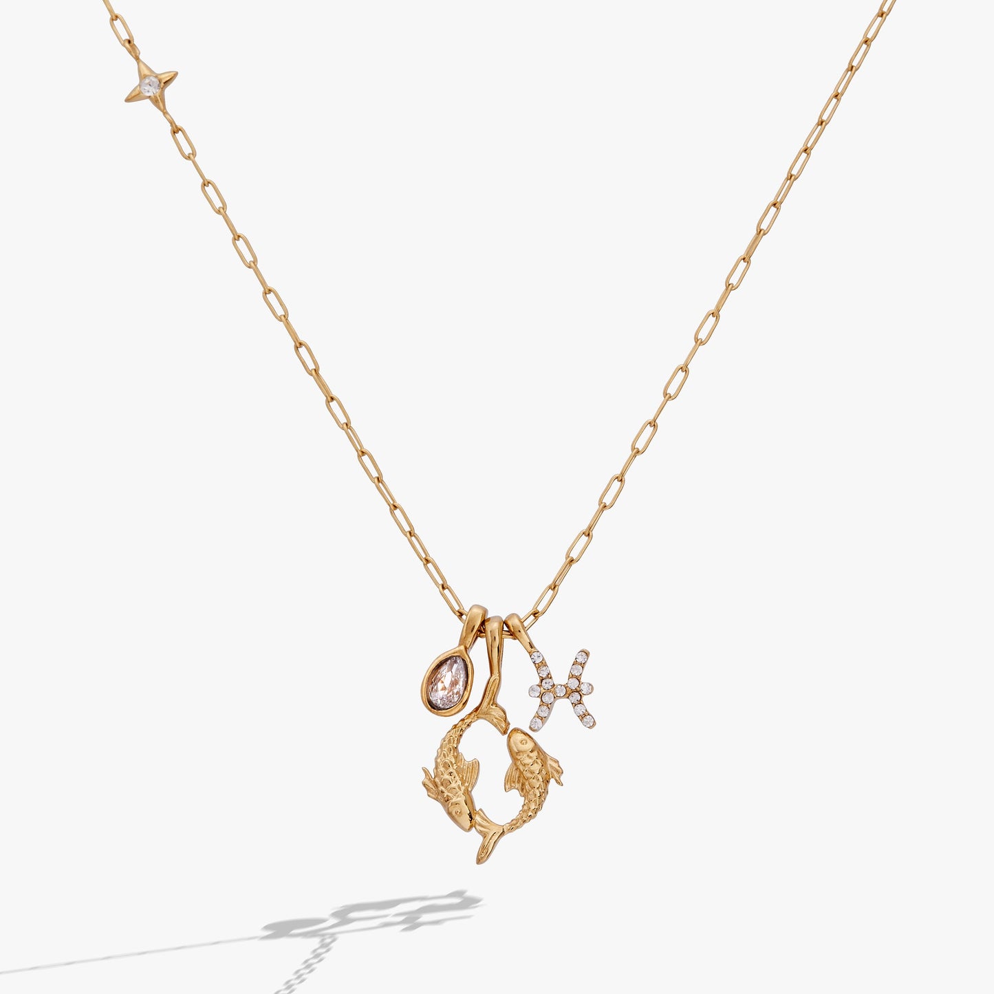 Pisces Zodiac Charm Cluster Necklace