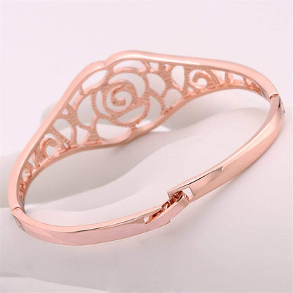 Rose Goldtone Openwork Rose Bangle