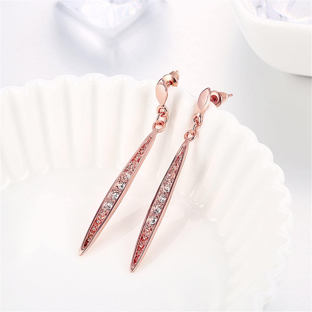 Cubic Zirconia & Rose Goldtone Drop Earrings