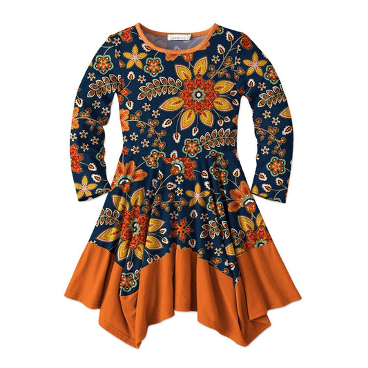 Dark Blue & Orange-