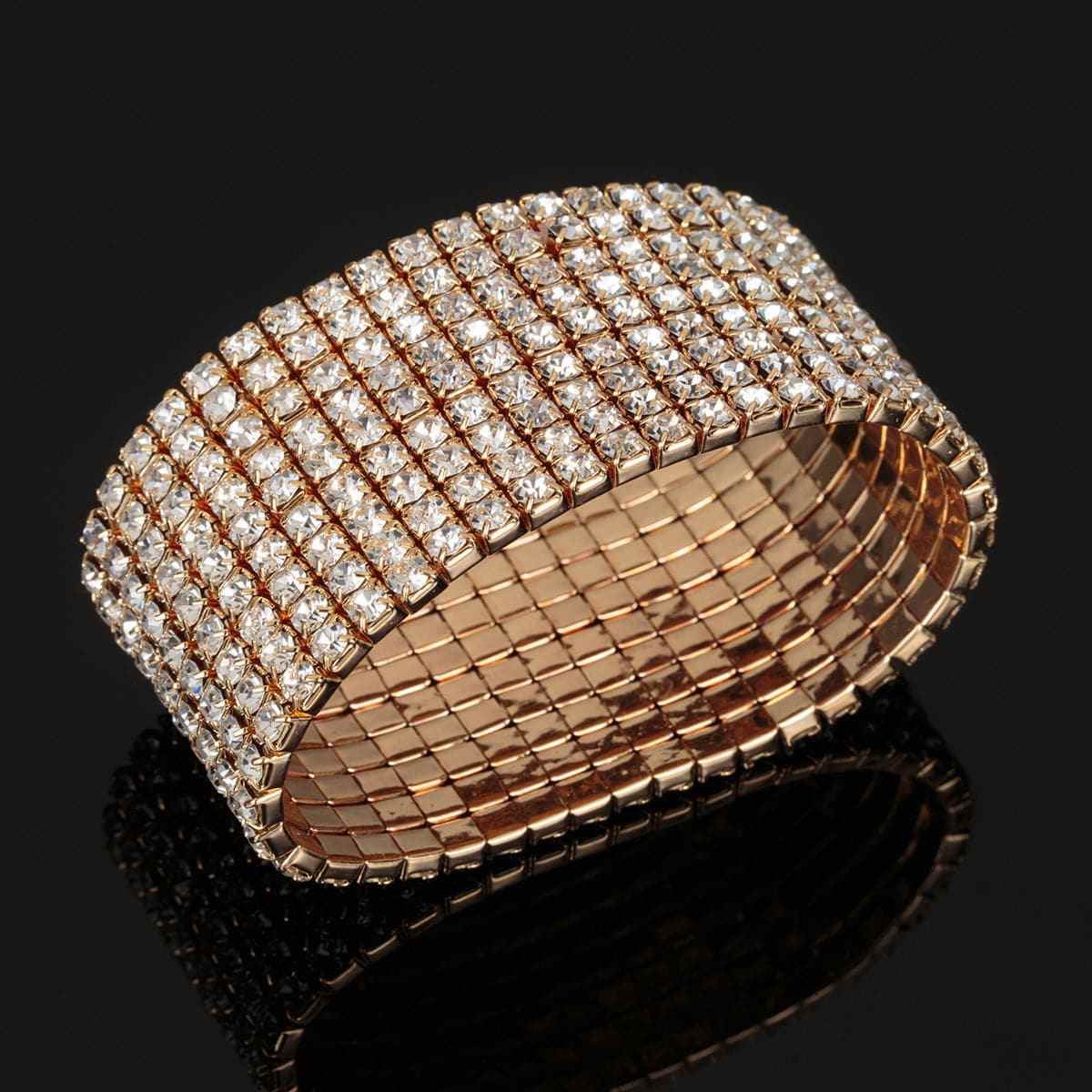 Cubic Zirconia & Goldtone Stretch Bracelet