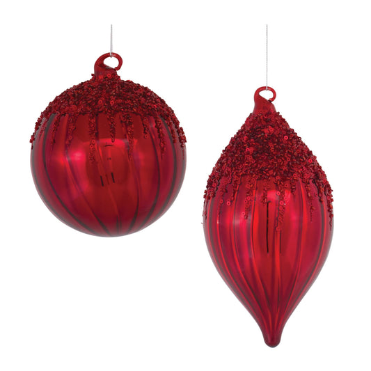 Melrose International Sequined Glass Ornament (Set of 4)