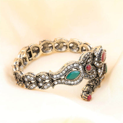 Red Resin & Cubic Zirconia Goldtone Botany Bangle