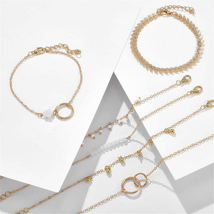 Goldtone Leaf Bracelet Set