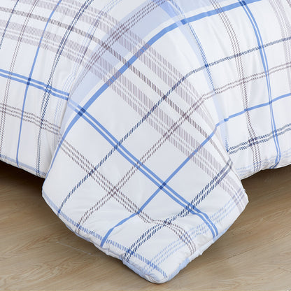 Elegant Comfort 8-Piece Lodge Plaid and Patch Reversible Comforter Set - Includes 4-Piece Sheet Set with Double Sided Storage Pockets