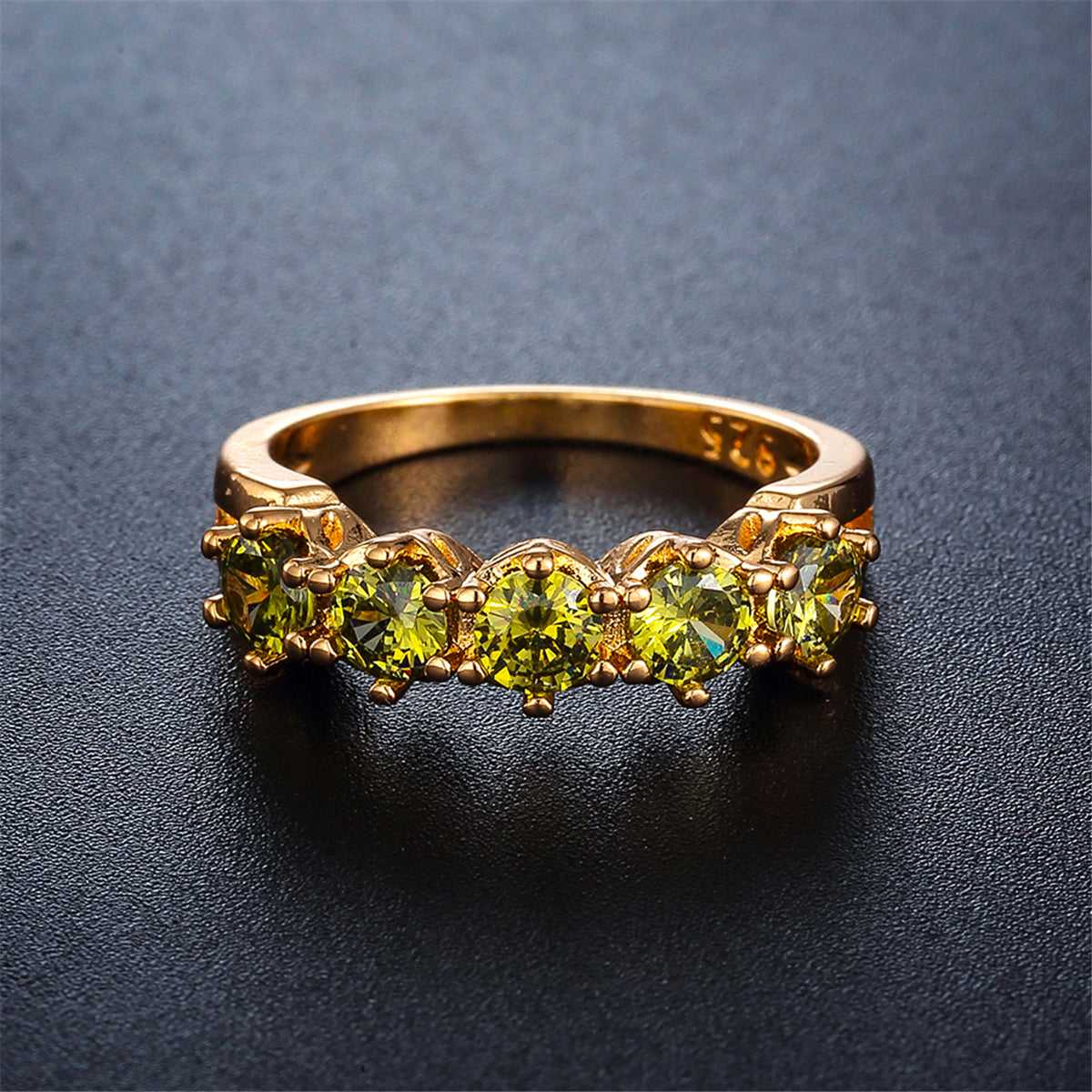 Olive Crystal & Goldtone Prong Ring-1