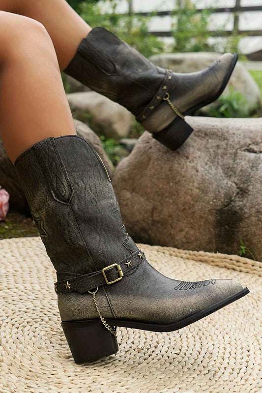 Threaded Pear Western Distressed Boots