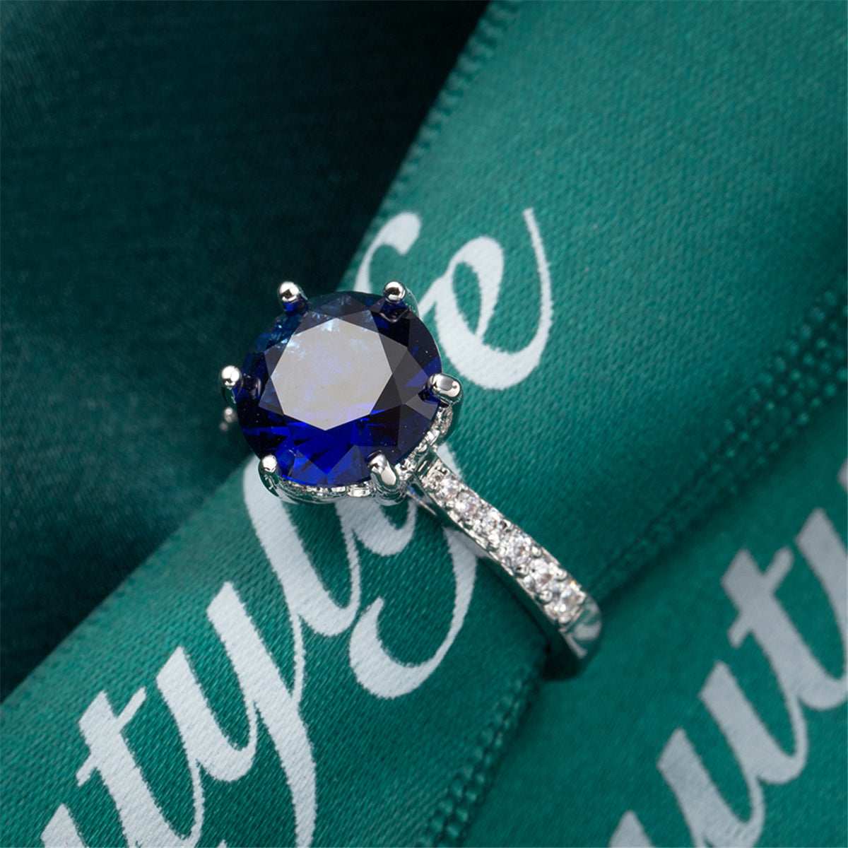 Navy Crystal & Cubic Zirconia Cocktail Ring-1