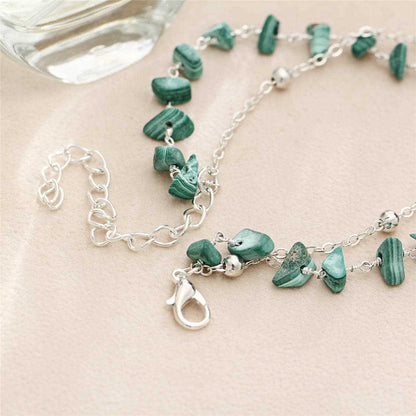 Blue Turquoise & Silvertone Dreamcatcher Layer Anklet