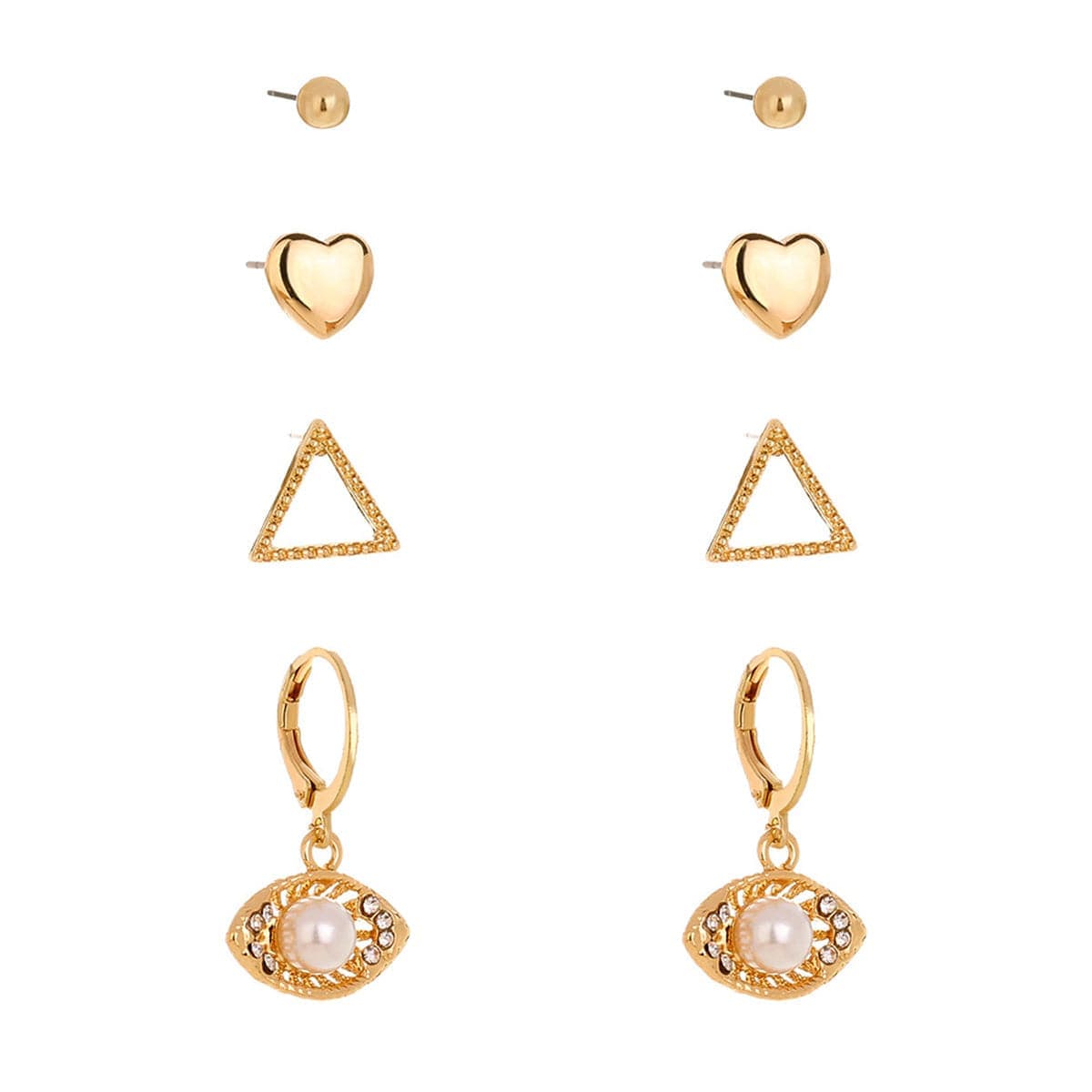 Cubic Zirconia & Pearl Eye Leverback Earrings Set