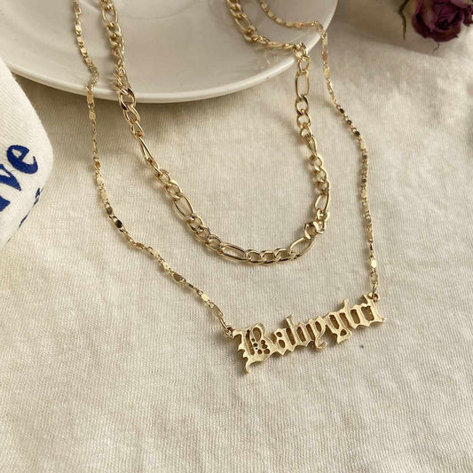 Goldtone 'Baby Girl' Layered Bar Necklace
