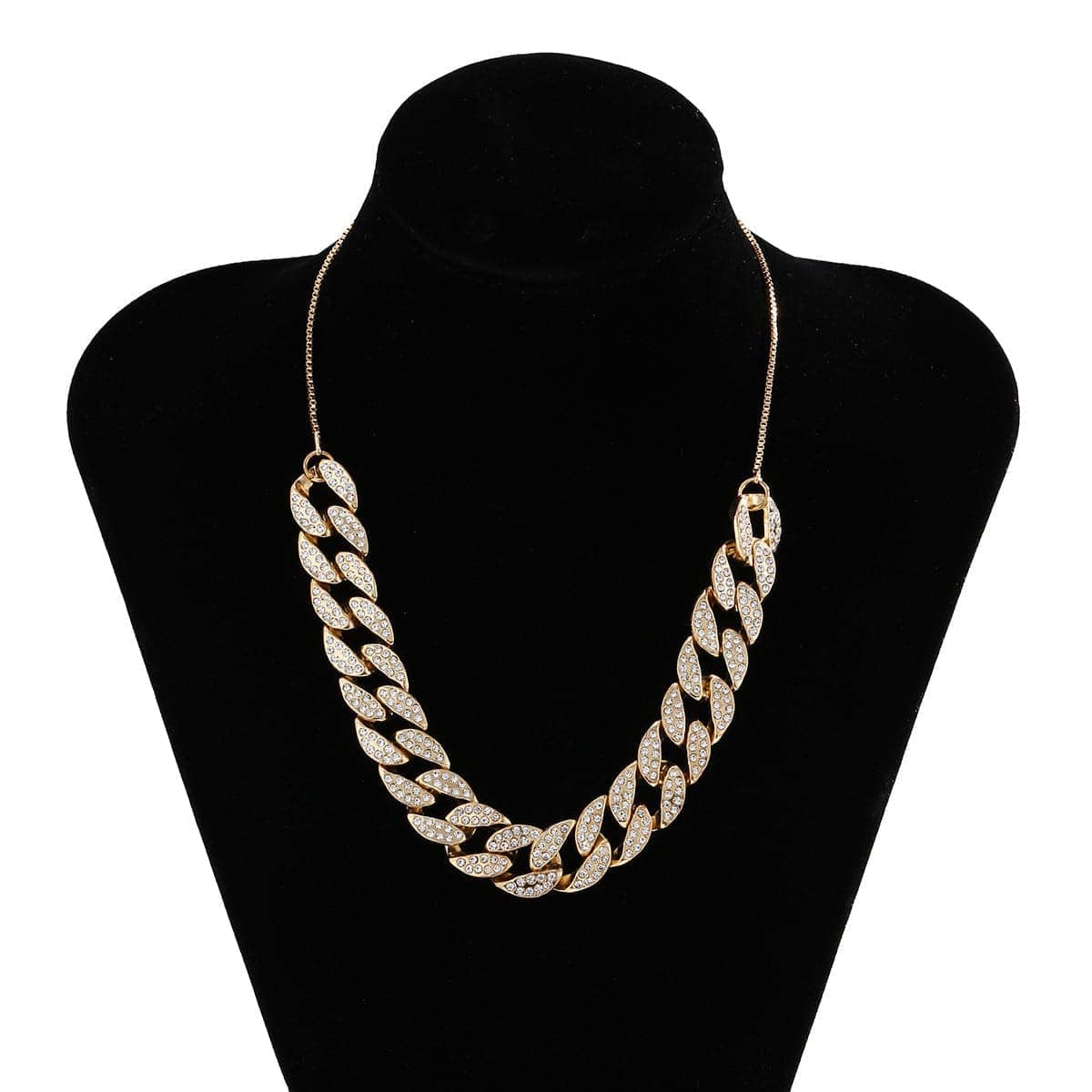 Cubic Zirconia & Goldtone Figaro Link Statement Necklace
