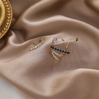 Cubic Zirconia & Goldtone Mismatch Wing Stud Earrings