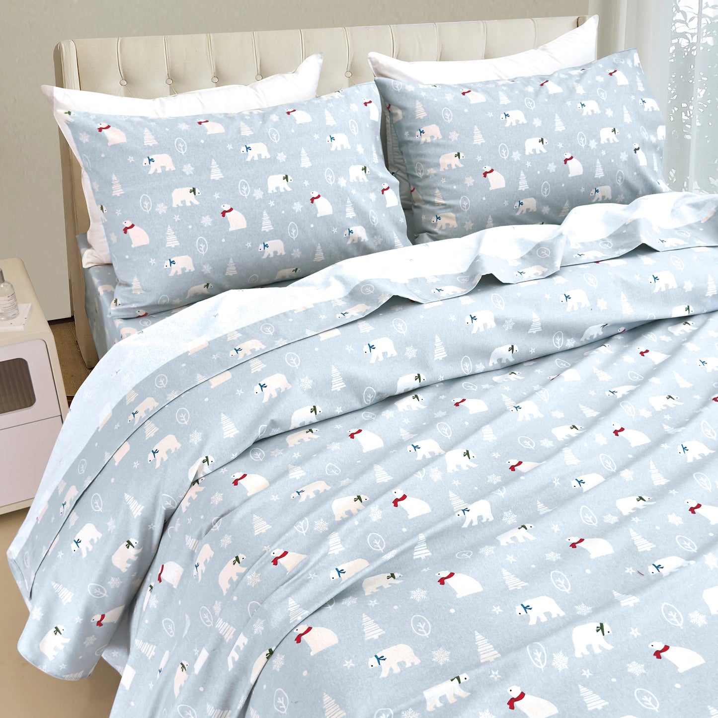 Elegant Comfort 4-Piece Holiday Cotton Flannel Sheet Set - 100% Turkish Cotton