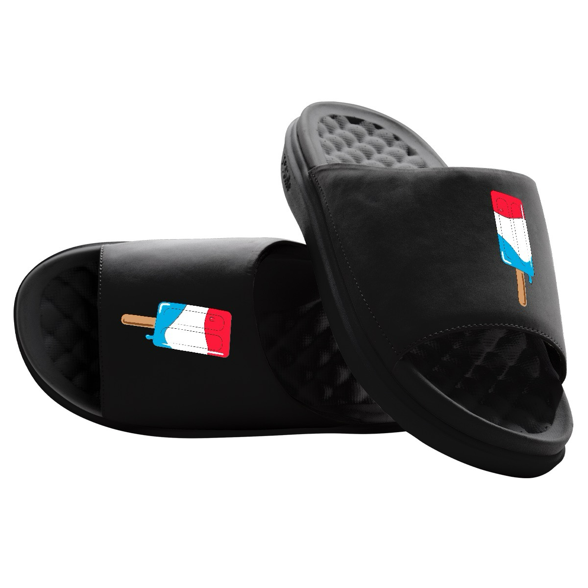 Red White and Blue Popsical Motive Slide Sandals