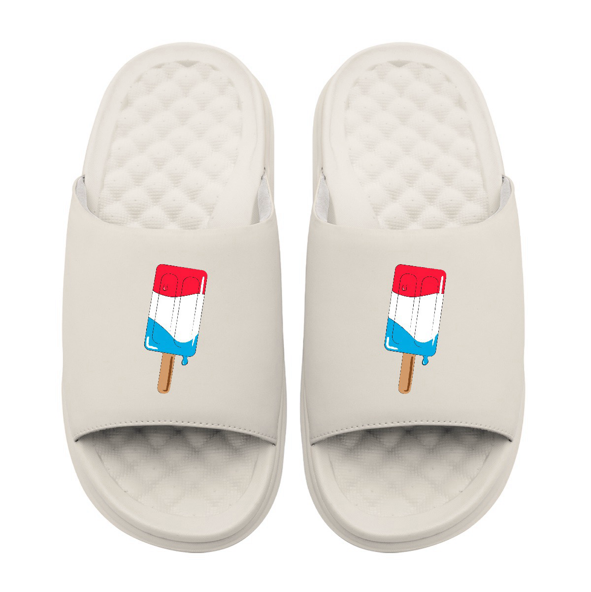 Red White and Blue Popsical Motive Slide Sandals