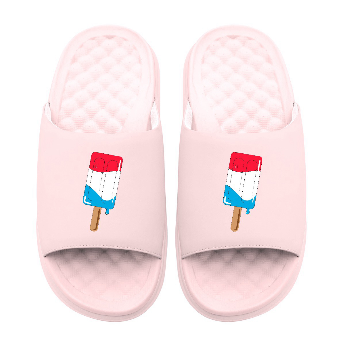 Red White and Blue Popsical Motive Slide Sandals