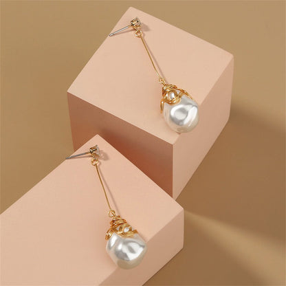 Pearl & Cubic Zirconia Goldtone Teardrop Earrings