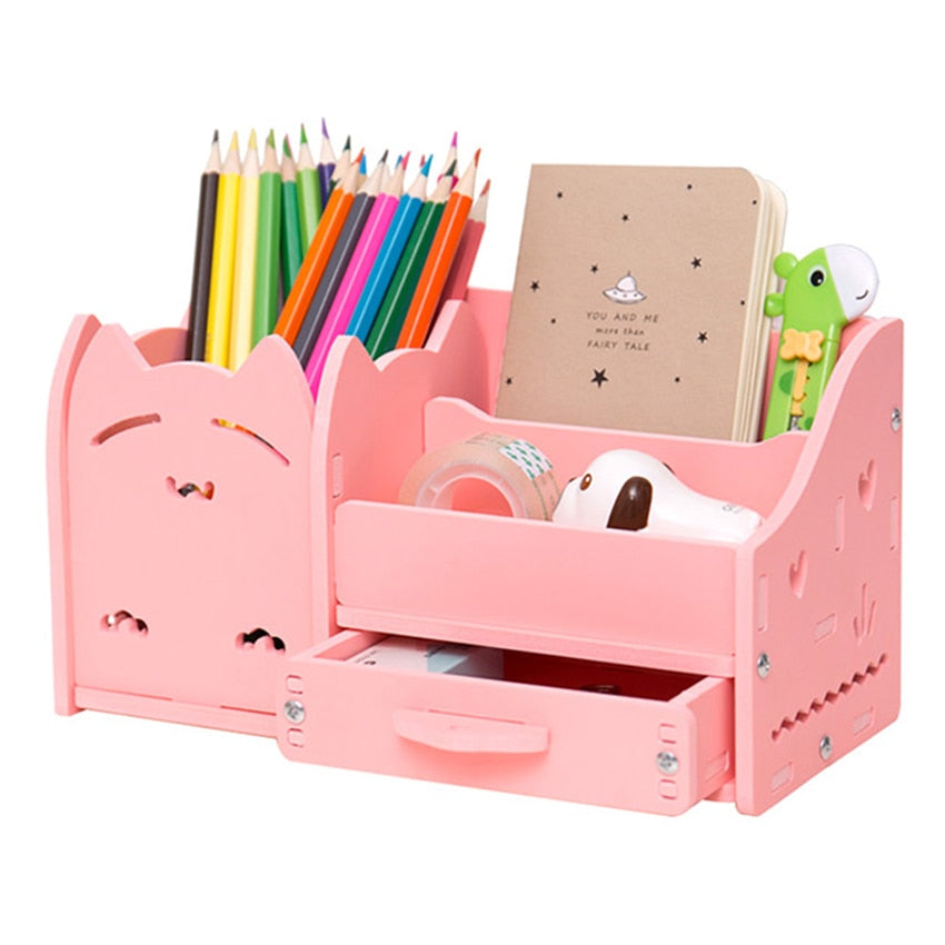 Pink Neko Cat Desktop Organizer-
