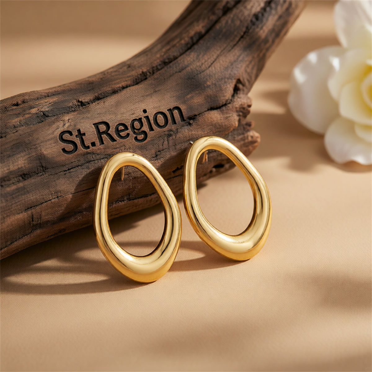 Goldtone Open Oval Stud Earrings
