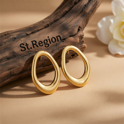 Goldtone Open Oval Stud Earrings