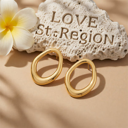 Goldtone Open Oval Stud Earrings