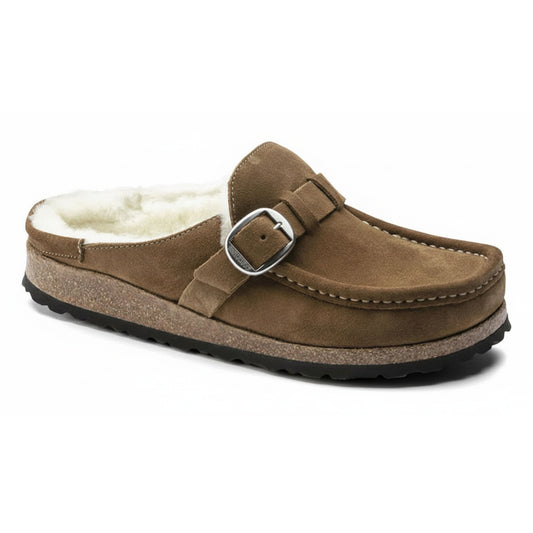 Birkenstock Buckley Shearling Suede Leather Dark Tea