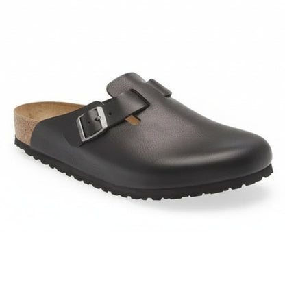 Birkenstock Unisex Boston Grip Leather Vintage Wood Black