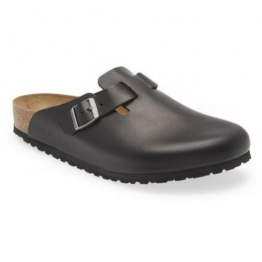 Birkenstock Unisex Boston Grip Leather Vintage Wood Black