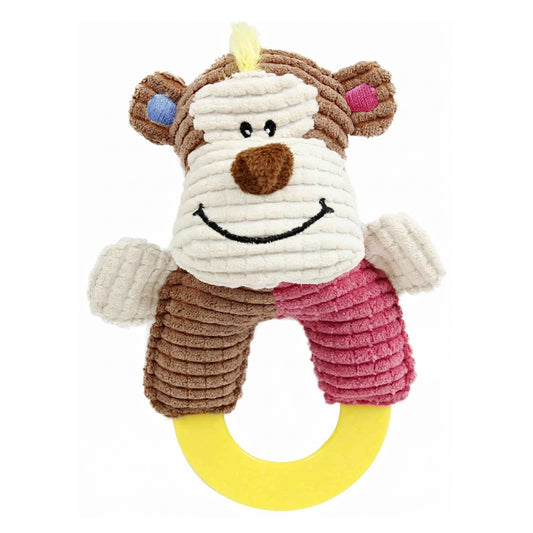 Pet Life 'Ring-O-Round' Plush Squeaking and Rubber Teething Newborn Puppy Dog Toy