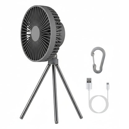 Fresh Fab Finds Camping Fan with Lantern 10000mAh Rechargeable Battery Powered Portable Tripod Fan for Tent with Hanging Hook Carabiner Emergency Power Bank Desk Fan