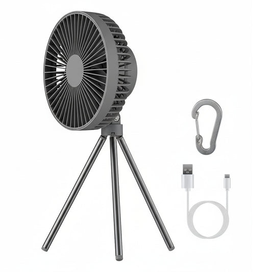 Fresh Fab Finds Camping Fan with Lantern 10000mAh Rechargeable Battery Powered Portable Tripod Fan for Tent with Hanging Hook Carabiner Emergency Power Bank Desk Fan