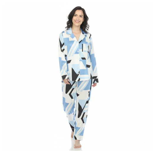 White Mark Women's Printed Satin Pajama Set