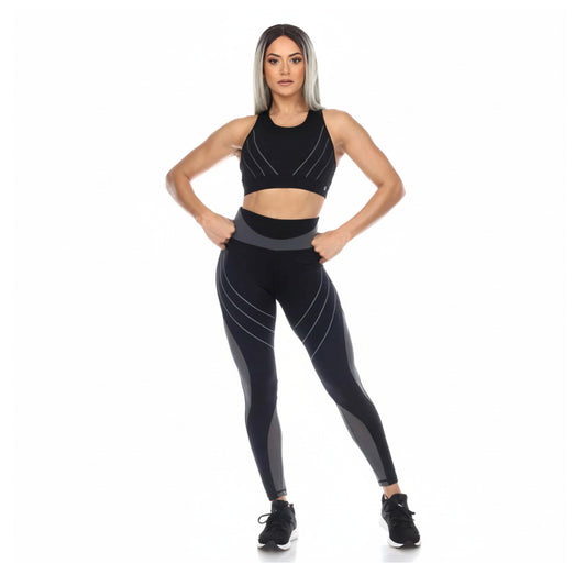 White Mark Women's Cut Out Back Mesh Sports Bra & Leggings Set