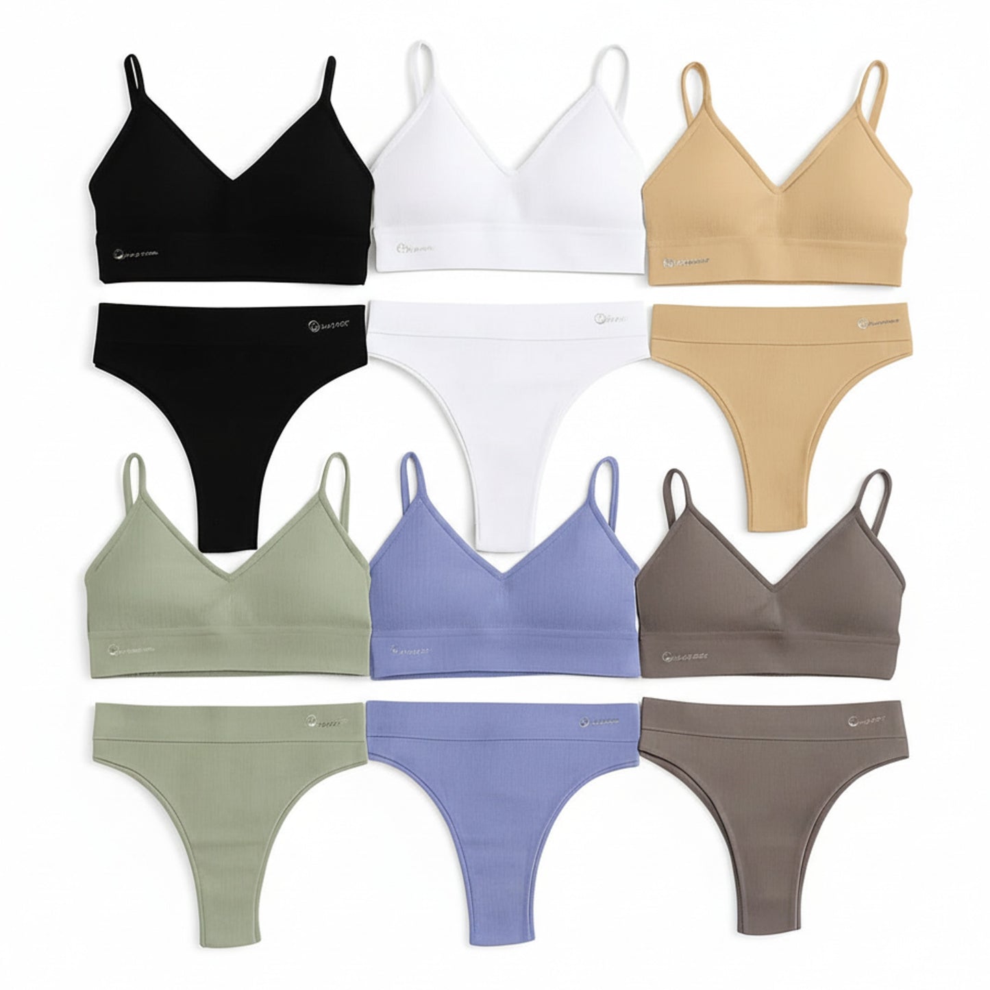 Talmont Seamless Ribbed Bra & Panty Set – Soft, Stretchy Lounge Lingerie with Removable Pads