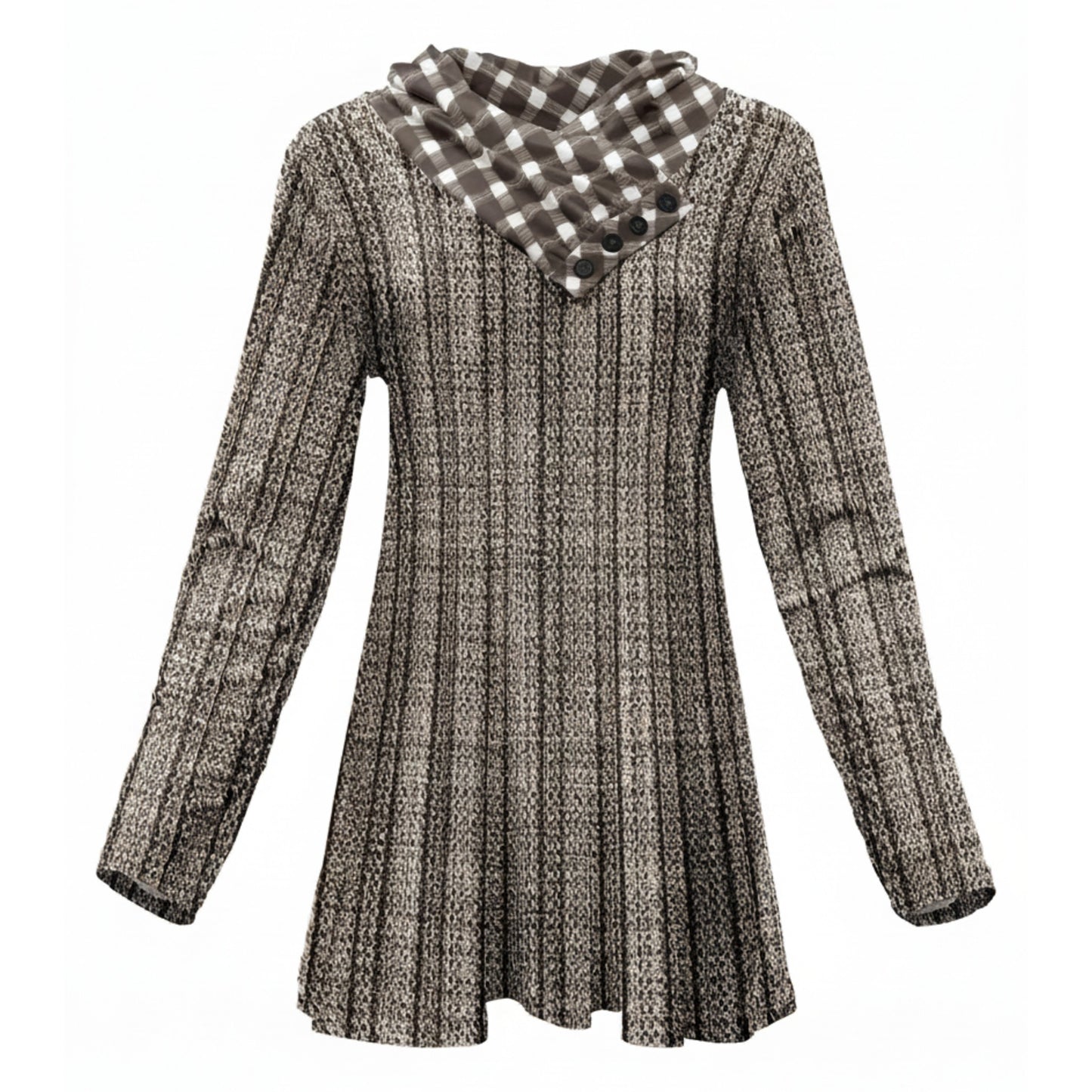 Lily by Firmiana Cowl Neck 4-Button Placket Tops