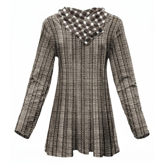 Lily by Firmiana Cowl Neck 4-Button Placket Tops