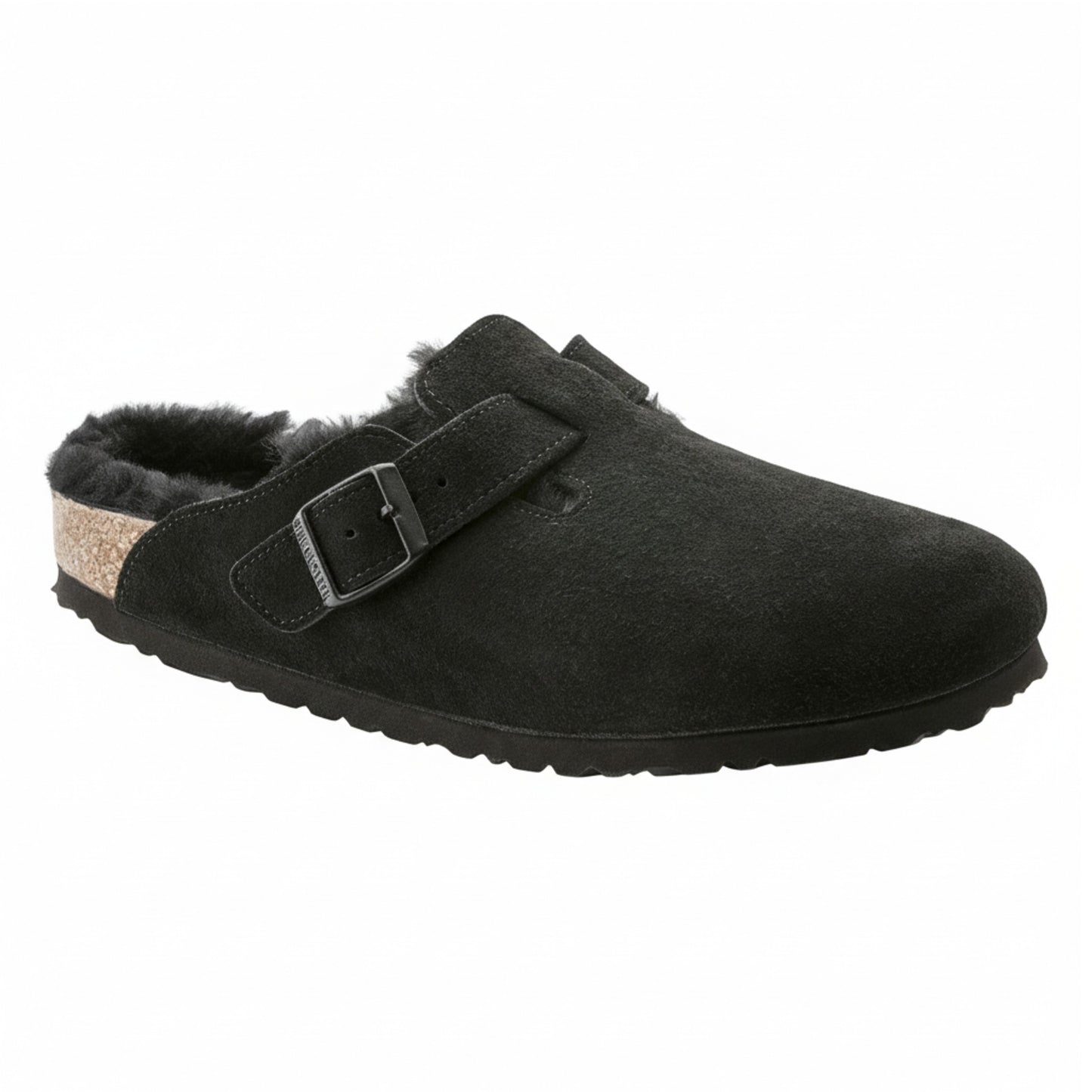Birkenstock Men's Boston Shearling Black Suede Leather Regular Width Width)