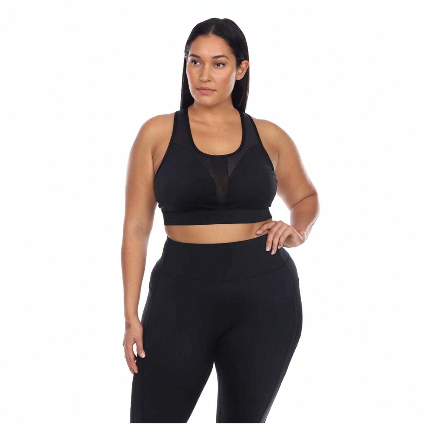 White Mark Plus Size Racer Back Sports Bra