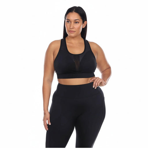 White Mark Plus Size Racer Back Sports Bra