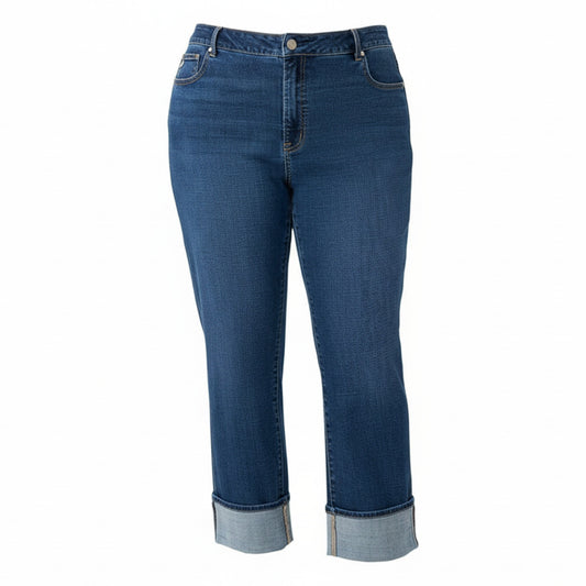 Seven7 Women's Plus Vintage Straight Cuff Jean
