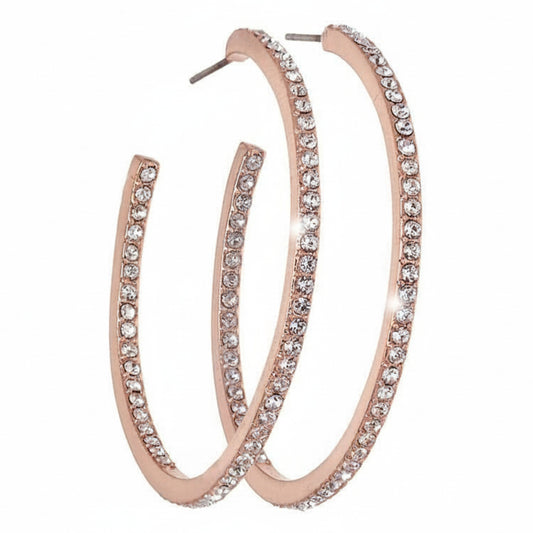 Rosegold Swarovski Crystal Earrings – Dual Swarovski Crystal Double Sided Hoop Earrings