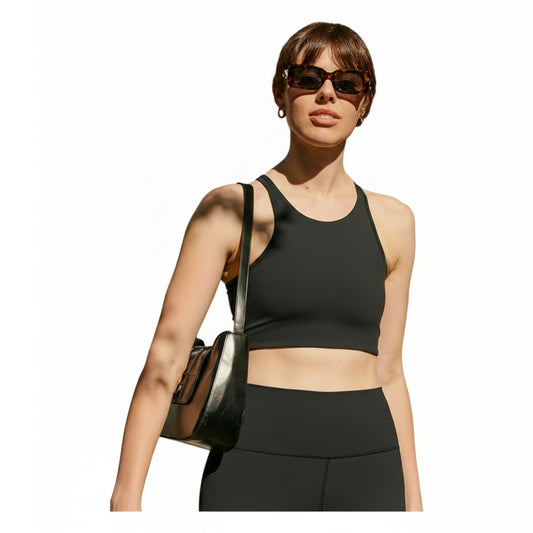 Cream Yoga Women's Jaylyn high-neck sports bra black