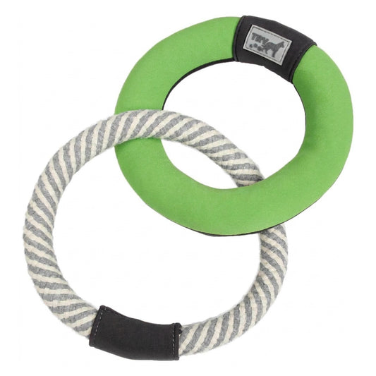 Pet Life 'Ring Toss' Dual-Connecting Jute Rope and Floating Ring Dog Toy