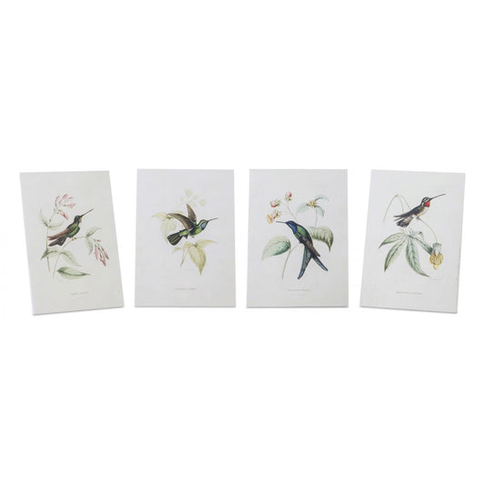 Melrose International Tabletop Encyclopedia Hummingbird Print (Set of 4)