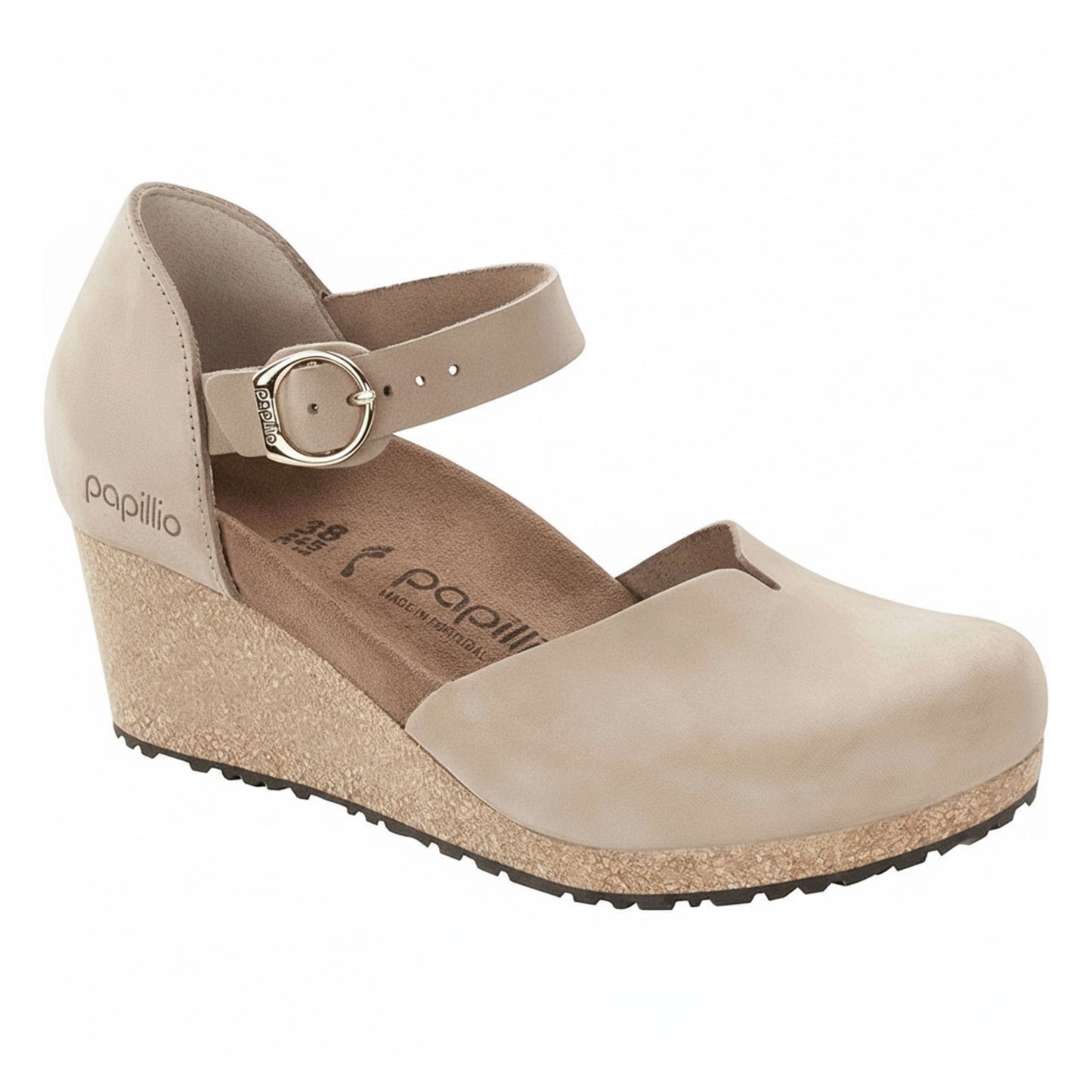 Birkenstock Mary P-Buckle Nubuck Leather Sandcastle