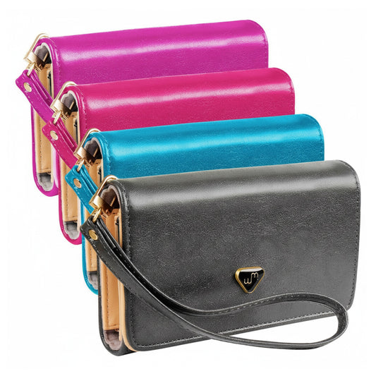 Fresh Fab Finds Women Wristlet Wallet PU Leather Lady Purse Credit Card Holder 4 Card Slots 3 Money Pouches 1 Coin Pocket